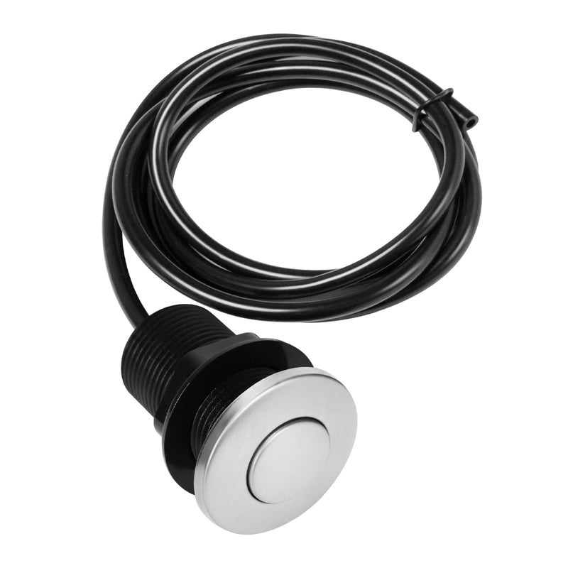 CLEESINK Air Activated Switch Button with Air Hose, Sink Top Stainless Steel Brushed Push Button for Food Waste Garbage Disposal Part (Short, 2.5 Inch) - Image 1